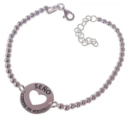 Pulsera Plata Ley 925m Seño Siempre en nuestro corazón calado disco 1