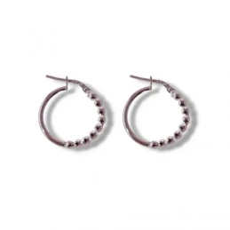 Pendientes Aros 17 mm. Plata Ley 925m lisos mitad bolas