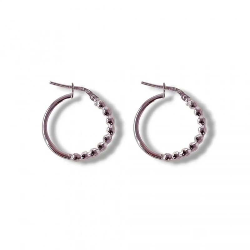 Pendientes Aros 17 mm. Plata Ley 925m lisos mitad bolas