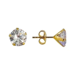Pendientes Plata Ley 925m chapado oro garra 8 mm. circonita