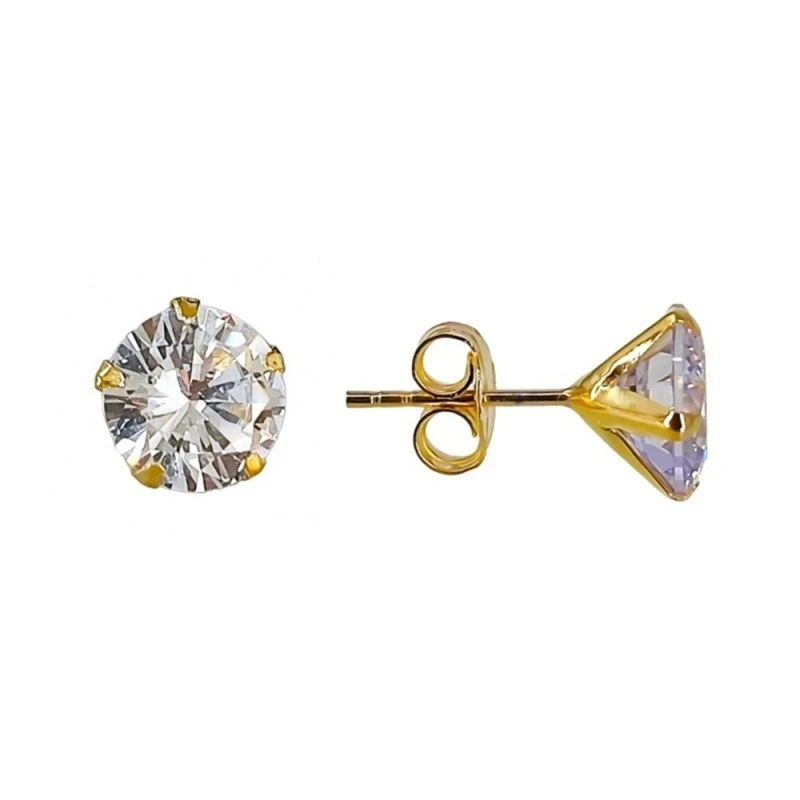 Pendientes Plata Ley 925m chapado oro garra 8 mm. circonita