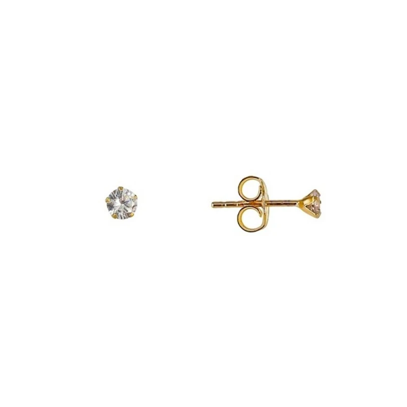 Pendientes Plata Ley 925m chapado oro garra 3 mm. circonita