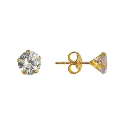 Pendientes Plata Ley 925m chapado oro garra 6 mm. circonita