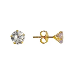 Pendientes Plata Ley 925m chapado oro garra 5 mm. circonita
