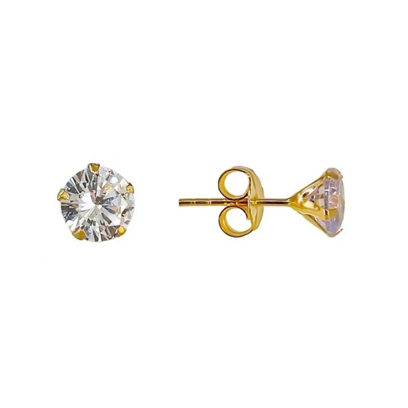 Pendientes Plata Ley 925m chapado oro garra 5 mm. circonita