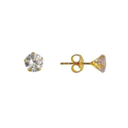 Pendientes Plata Ley 925m chapado oro garra 4 mm. circonita