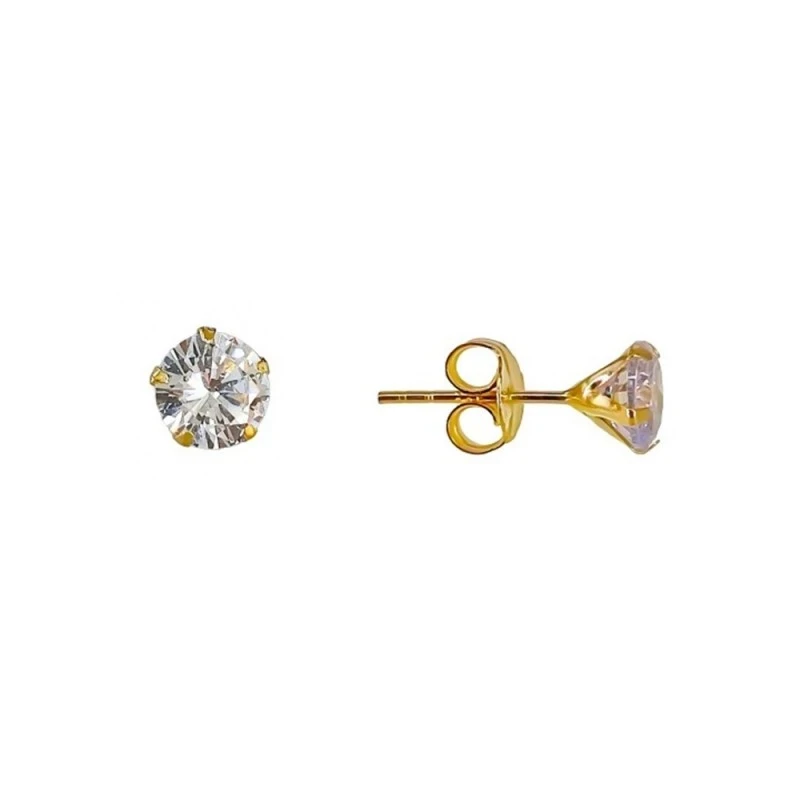 Pendientes Plata Ley 925m chapado oro garra 4 mm. circonita