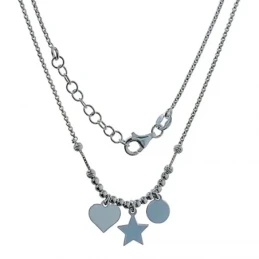 Gargantilla Plata Ley 925m motivo corazón estrella disco cadena 41 cm