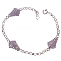 Virgen del Rocío Pulsera Plata Ley 925m cadena rolo 18 cm.