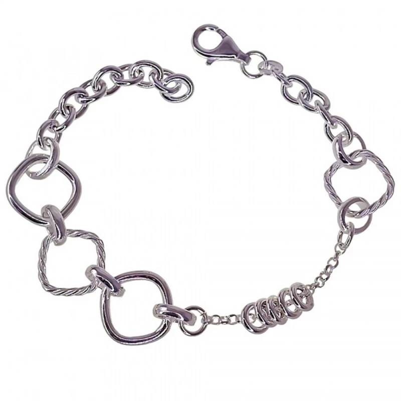 Pulsera Plata Ley 925m asas huecas lisas reliadas dibujo anillas 20 c