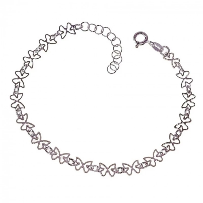 Mariposas caladas 5.2 mm. Pulsera Plata Ley 925m cadena 17 cm.