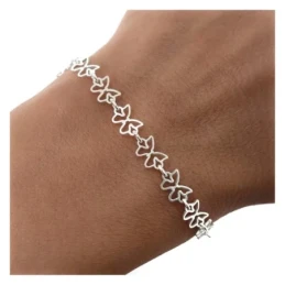 Mariposas caladas 5.2 mm. Pulsera Plata Ley 925m cadena 17 cm.