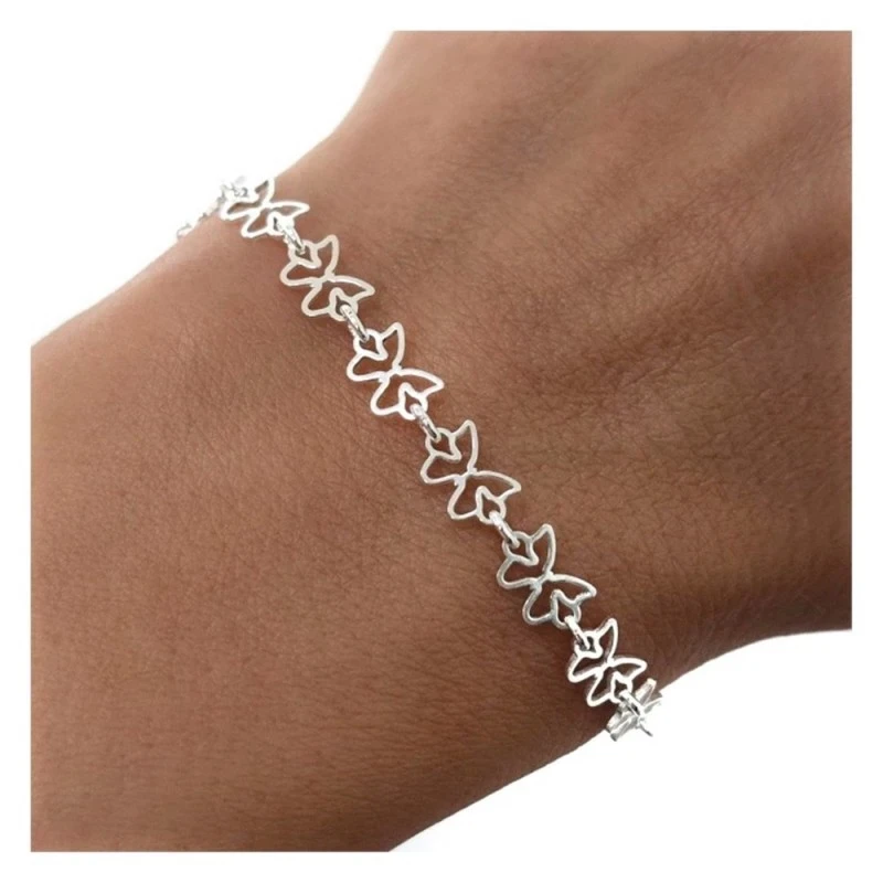 Mariposas caladas 5.2 mm. Pulsera Plata Ley 925m cadena 17 cm.