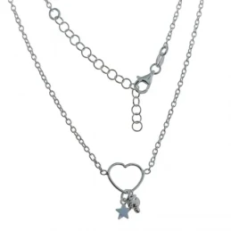 Gargantilla Plata Ley 925m corazón calado colgante estrella bola tall