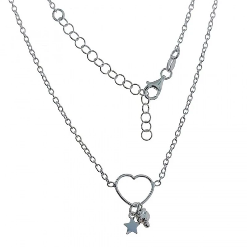 Gargantilla Plata Ley 925m corazón calado colgante estrella bola tall