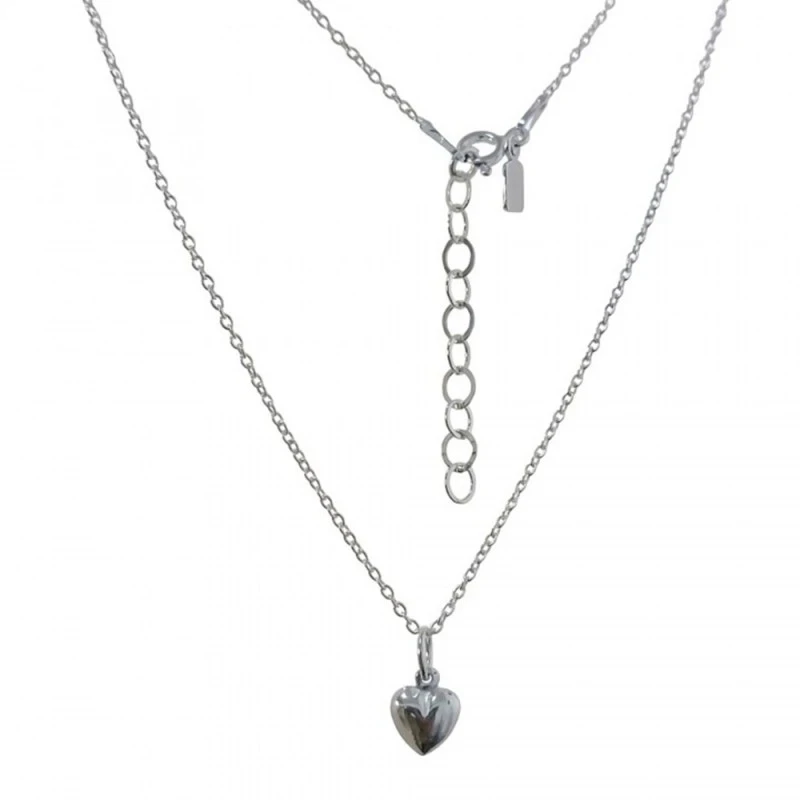 Corazón 12 mm. Gargantilla Plata Ley 925m cadena forzada 40 cm.