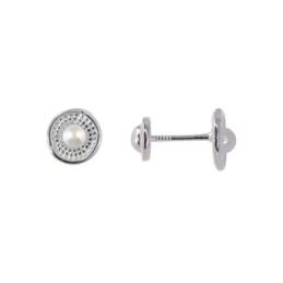 Pendientes Plata Ley 925m niña círculo 7 mm. perla