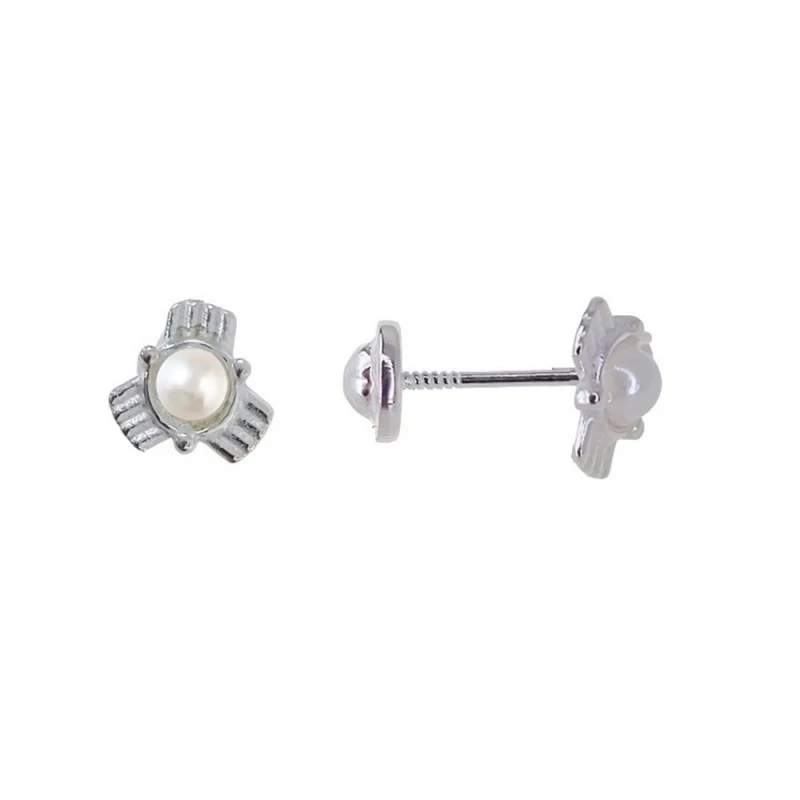 Pendientes Plata Ley 925m niña 6 mm. perla