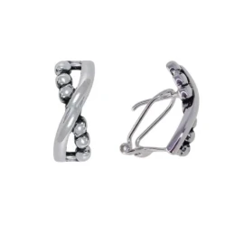 Pendientes Plata Ley 925m oxidada 17 mm. lazo liso bolas