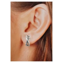 Pendientes Plata Ley 925m oxidada 17 mm. lazo liso bolas