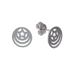 Pendientes Plata Ley 925m estrella luna 10 mm. redondo círculos
