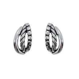 Pendientes 17 mm. Plata Ley 925m oxidados liso dibujo