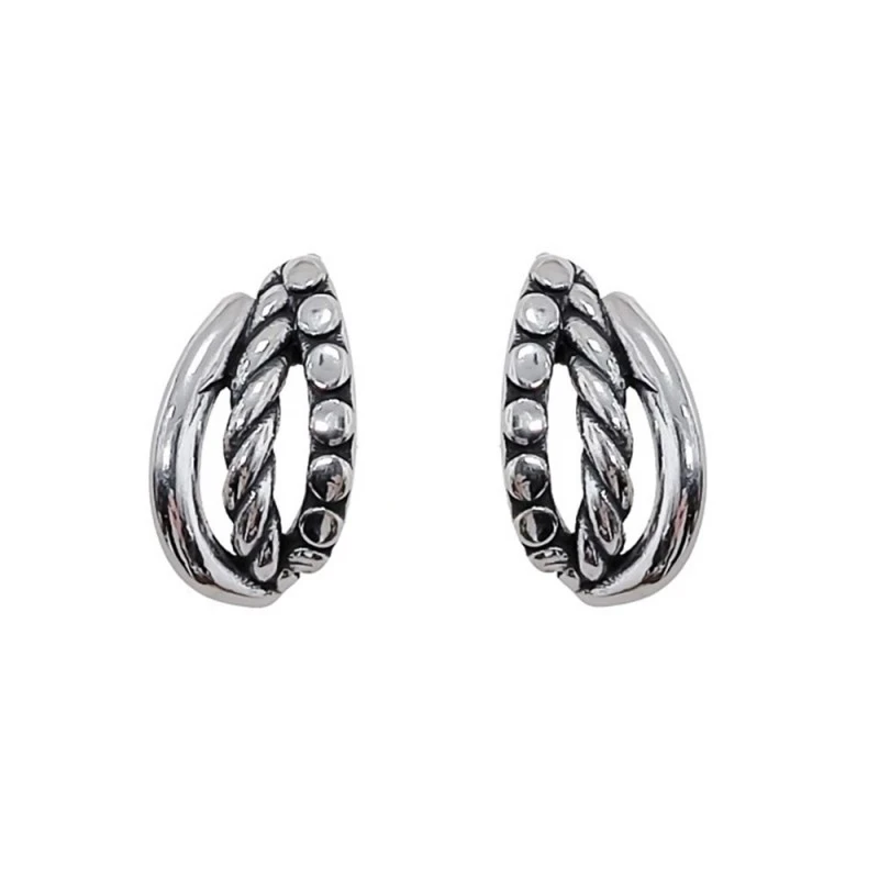 Pendientes 17 mm. Plata Ley 925m oxidados liso dibujo