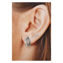 Pendientes 17 mm. Plata Ley 925m oxidados liso dibujo