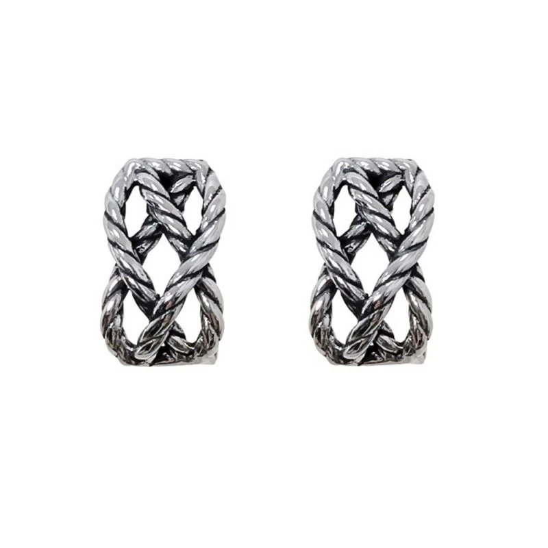 Pendientes Plata Ley 925m oxidados motivo cuerda nudos 16.5 mm.