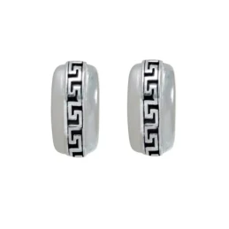 Pendientes Plata Ley 925m oxidados motivo greca 17 mm.