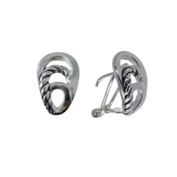 Pendientes Plata Ley 925m oxidados 16 mm. formas curvas lisas dibujo