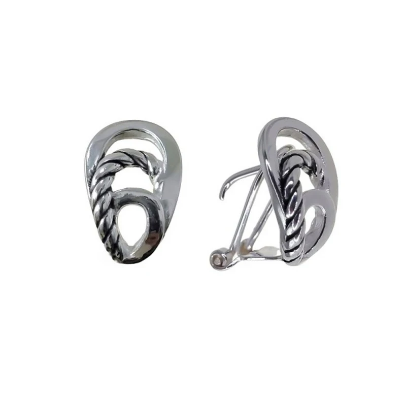 Pendientes Plata Ley 925m oxidados 16 mm. formas curvas lisas dibujo
