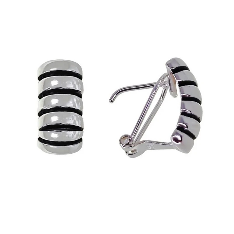 Pendientes Plata Ley 925m oxidado 16 mm. líneas