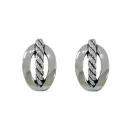 Pendientes Plata Ley 925m oxidado 17 mm. forma ovalada cuerda