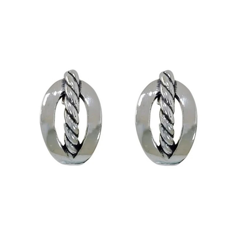 Pendientes Plata Ley 925m oxidado 17 mm. forma ovalada cuerda