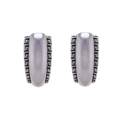 Pendientes Plata Ley 925m motivo greca oxidada 16 mm. centro liso
