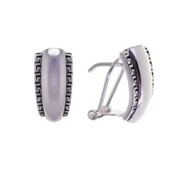 Pendientes Plata Ley 925m motivo greca oxidada 16 mm. centro liso