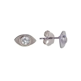 Pendientes Plata Ley 925m ojo 8 mm. circonita
