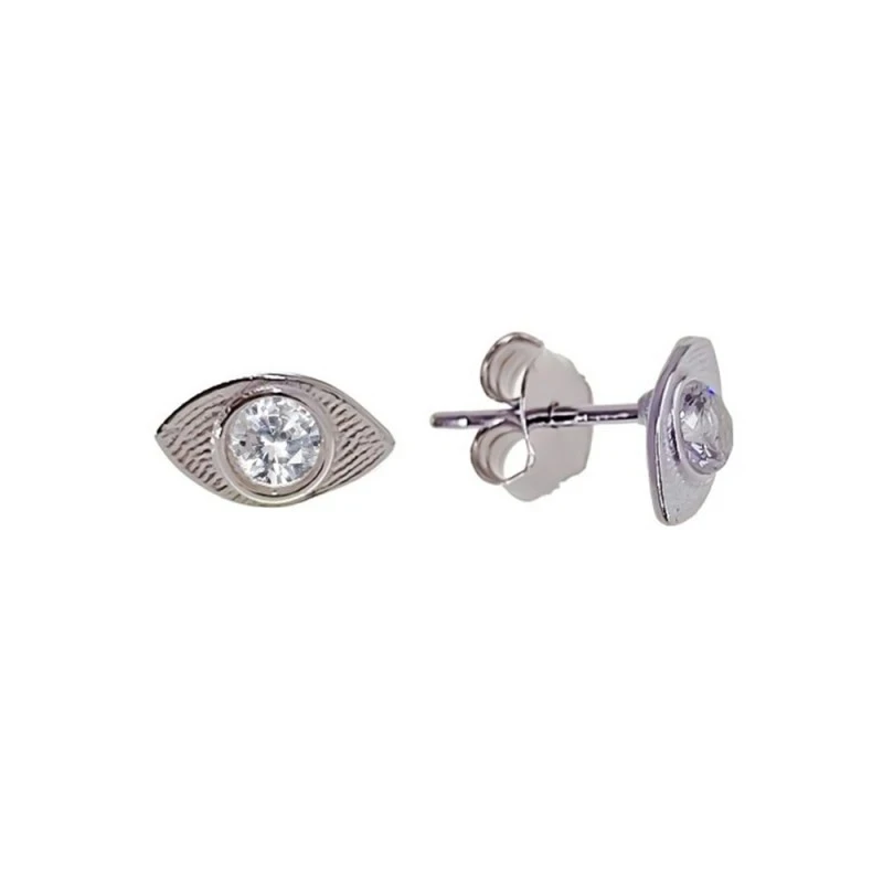Pendientes Plata Ley 925m ojo 8 mm. circonita