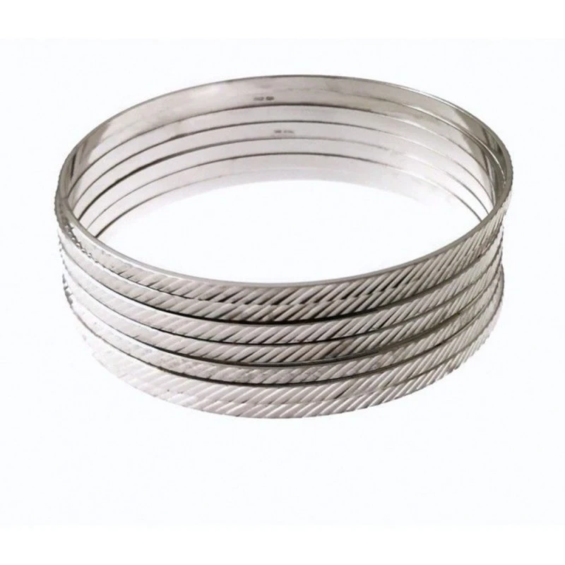 Semanario Plata Ley 925m Pulsera 65 mm. brazalete detalles tallados