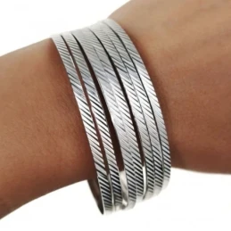 Semanario Plata Ley 925m Pulsera 65 mm. brazalete detalles tallados