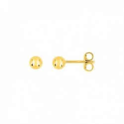 Pendientes Latón chapados oro bolas 4 mm. lisas. Chapado Oro Alta Calidad Garantizado