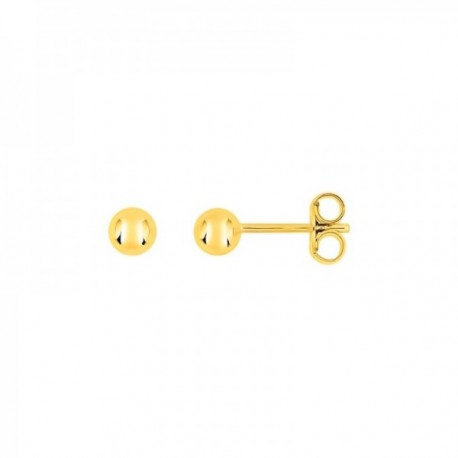 Pendientes Latón chapados oro bolas 4 mm. lisas. Chapado Oro Alta Calidad Garantizado