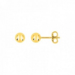 Pendientes Latón chapados oro bolas 5 mm. lisas. Chapado Oro Alta Calidad Garantizado