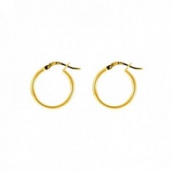 Aros Pendientes Latón chapados oro 18 mm. lisos tubo 2 mm. ancho. Chapado Alta Calidad Garantizado