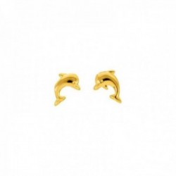 Pendientes Delfín Latón chapados oro 8 mm. lisos. Chapado Oro Alta Calidad Garantizado