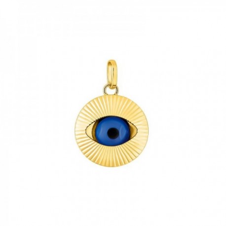 Ojo Turco Colgante Oro 18k amuleto 13 mm.. Chapado Oro Alta Calidad Garantizado