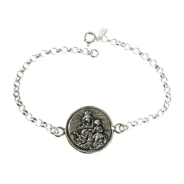 Virgen del Carmen Corazón de Jesús Pulsera Escapulario Plata Ley 925m