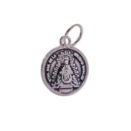 Virgen de la Soledad Medalla Plata Ley 925m unisex 14 mm. oxidada ima