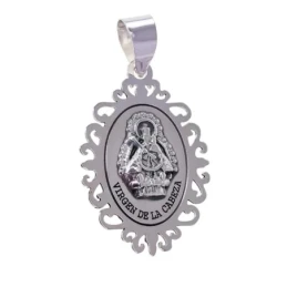 Virgen de la Cabeza Medalla Plata Ley 925m unisex 35 mm. bordes forma